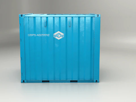 Intermodal Shipping Container 10-foot-long Blue 3D Model