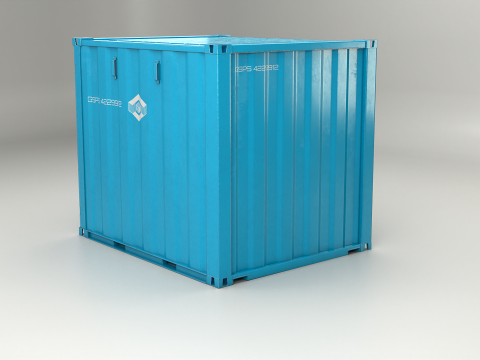 Container di spedizione intermodale lungo 10 piedi Blu Modello 3D
