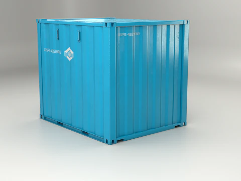 Intermodal Shipping Container 10-foot-long Blue 3D Model
