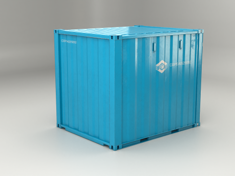 Container di spedizione intermodale lungo 10 piedi Blu Modello 3D