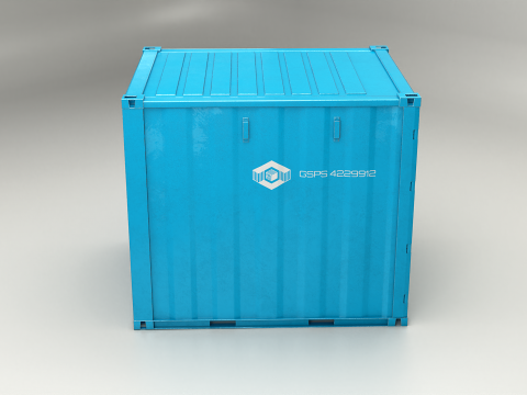 Container di spedizione intermodale lungo 10 piedi Blu Modello 3D