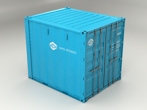 Container di spedizione intermodale lungo 10 piedi Blu Modello 3D