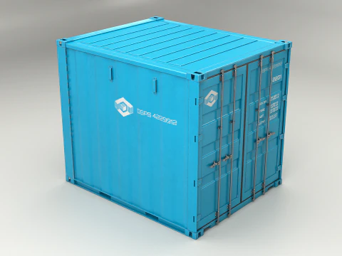 Intermodal Shipping Container 10-foot-long Blue 3D Model