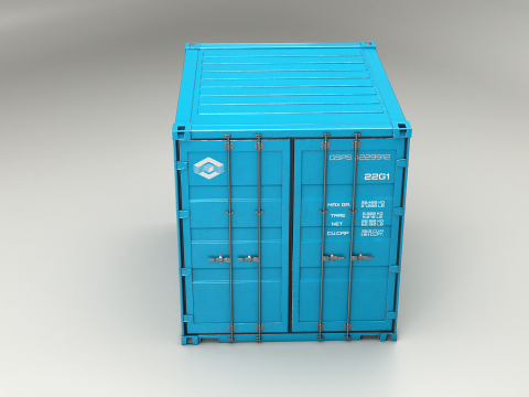 Container di spedizione intermodale lungo 10 piedi Blu Modello 3D
