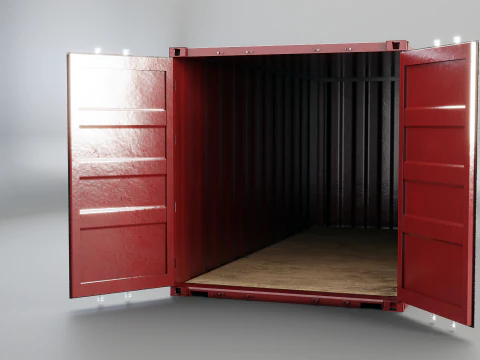 Intermodal Shipping Container 20-foot-long - Red 3D Model