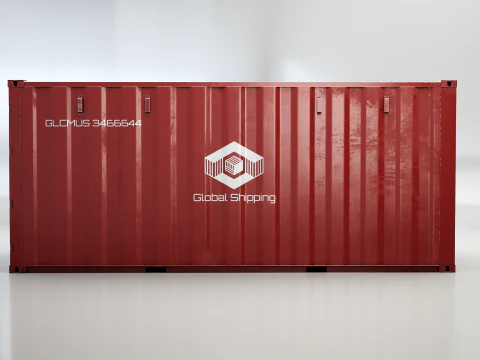 Intermodal Shipping Container 20-foot-long - Red 3D Model