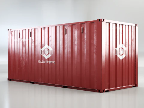Intermodal Shipping Container 20-foot-long - Red 3D Model