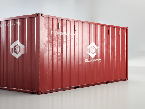 Intermodal Shipping Container 20-foot-long - Red 3D Model