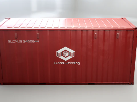 Intermodal Shipping Container 20-foot-long - Red 3D Model