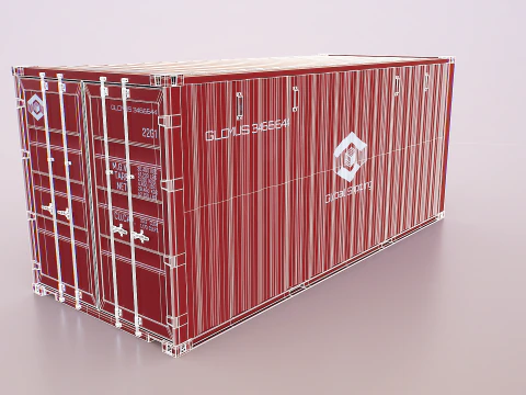 Intermodal Shipping Container 20-foot-long - Red 3D Model