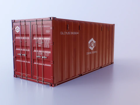 Intermodal Shipping Container 20-foot-long - Red 3D Model
