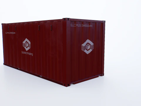 Intermodal Shipping Container 20-foot-long - Red 3D Model