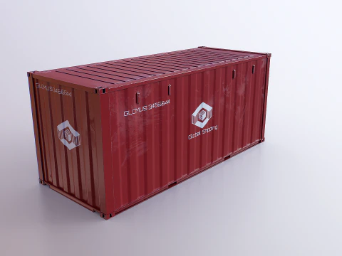 Intermodal Shipping Container 20-foot-long - Red 3D Model