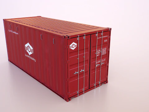 Intermodal Shipping Container 20-foot-long - Red 3D Model