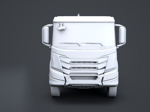 Flatbed Truck with Loader Crane No Textures 3D Model