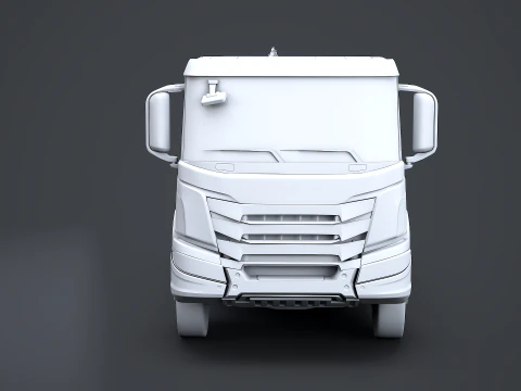 Flatbed Truck with Loader Crane No Textures 3D Model