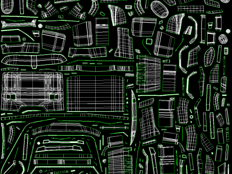 Flatbed Truck with Loader Crane No Textures 3D Model