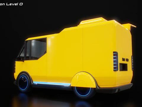 Futuristic Cyberpunk Street Food Truck -Neon Sci-Fi Food Van 3D Model