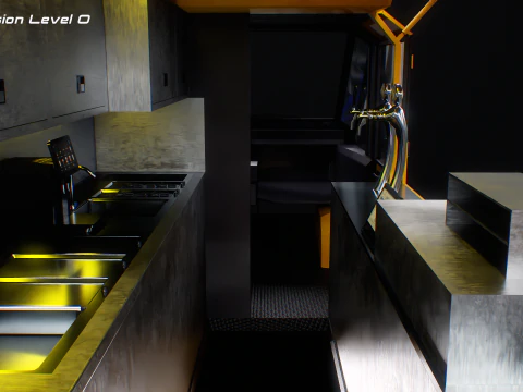 Futuristic Cyberpunk Street Food Truck -Neon Sci-Fi Food Van 3D Model