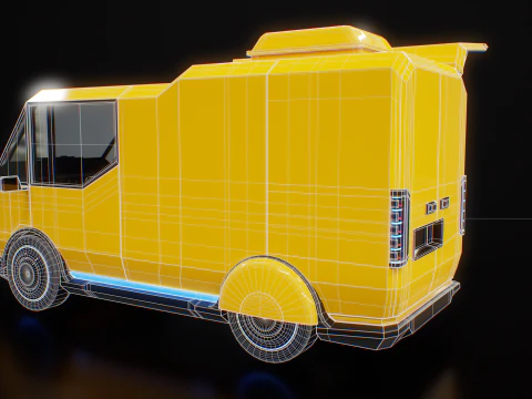 Futuristic Cyberpunk Street Food Truck -Neon Sci-Fi Food Van 3D Model
