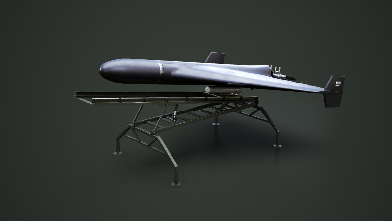 लॉन्च रैंप ब्लैक के साथ GERAN-2 ड्रोन 3D मॉडल .c4d .max .obj .3ds .fbx .stl .blend