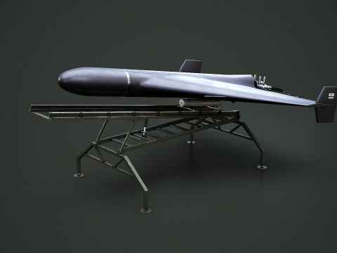 발사 램프가 장착된 GERAN-2 드론 블랙 3D 모델