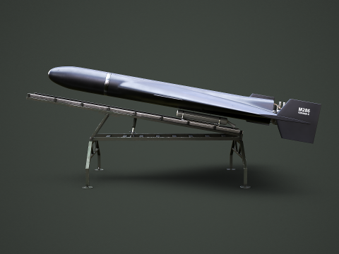 लॉन्च रैंप ब्लैक के साथ GERAN-2 ड्रोन 3D मॉडल