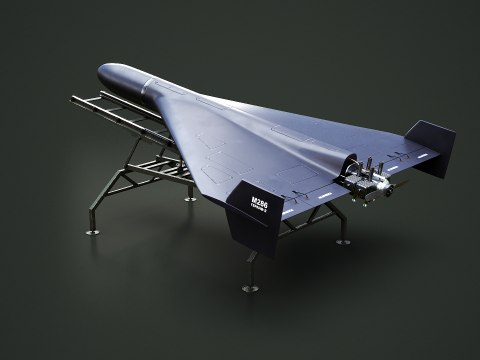 लॉन्च रैंप ब्लैक के साथ GERAN-2 ड्रोन 3D मॉडल