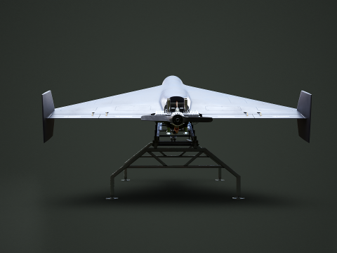 लॉन्च रैंप ब्लैक के साथ GERAN-2 ड्रोन 3D मॉडल