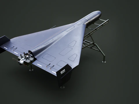 GERAN-2 Drone with Launch Ramp Black 3D Model