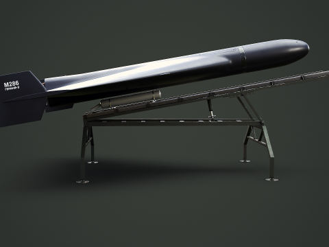 लॉन्च रैंप ब्लैक के साथ GERAN-2 ड्रोन 3D मॉडल