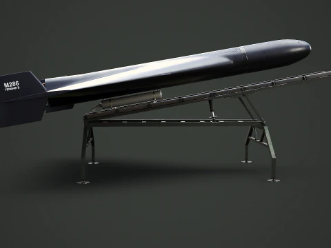GERAN-2 Drone with Launch Ramp Black 3D Model