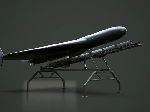 GERAN-2 Drone with Launch Ramp Black 3D Model