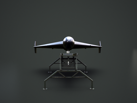 लॉन्च रैंप ब्लैक के साथ GERAN-2 ड्रोन 3D मॉडल