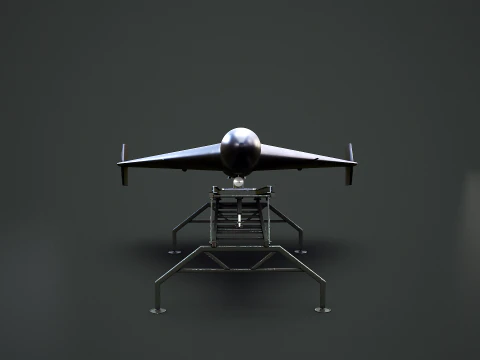GERAN-2 Drone with Launch Ramp Black 3D Model