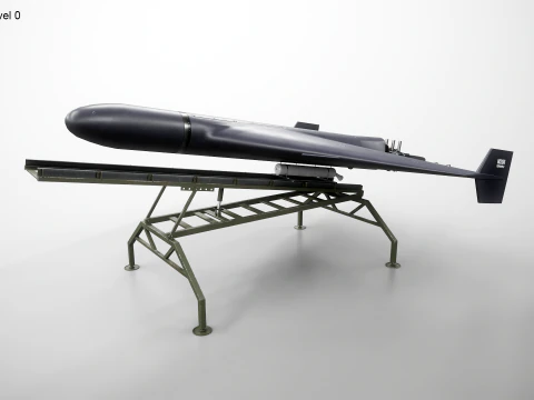 GERAN-2 Drone with Launch Ramp Black 3D Model
