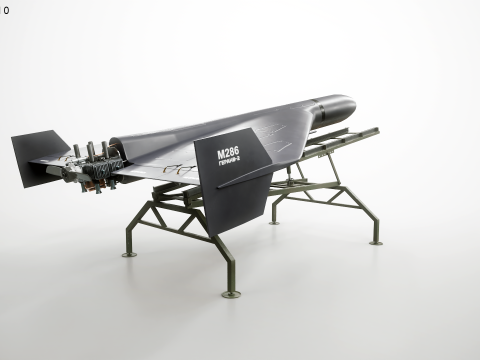 लॉन्च रैंप ब्लैक के साथ GERAN-2 ड्रोन 3D मॉडल