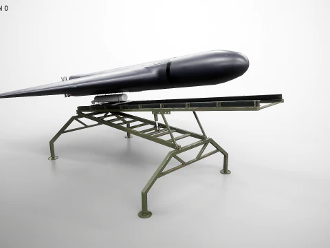 GERAN-2 Drone with Launch Ramp Black 3D Model