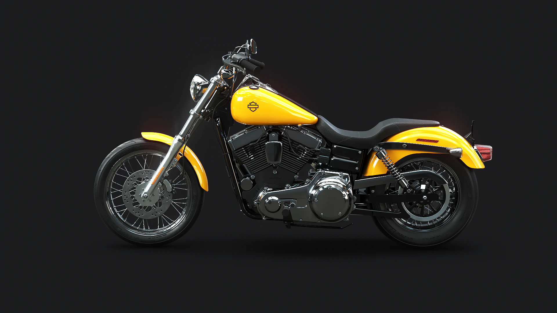 Harley-Davidson FXDC I Dyna Super Glide Custom 3D Model .c4d .max .obj .3ds .fbx .stl .blend 