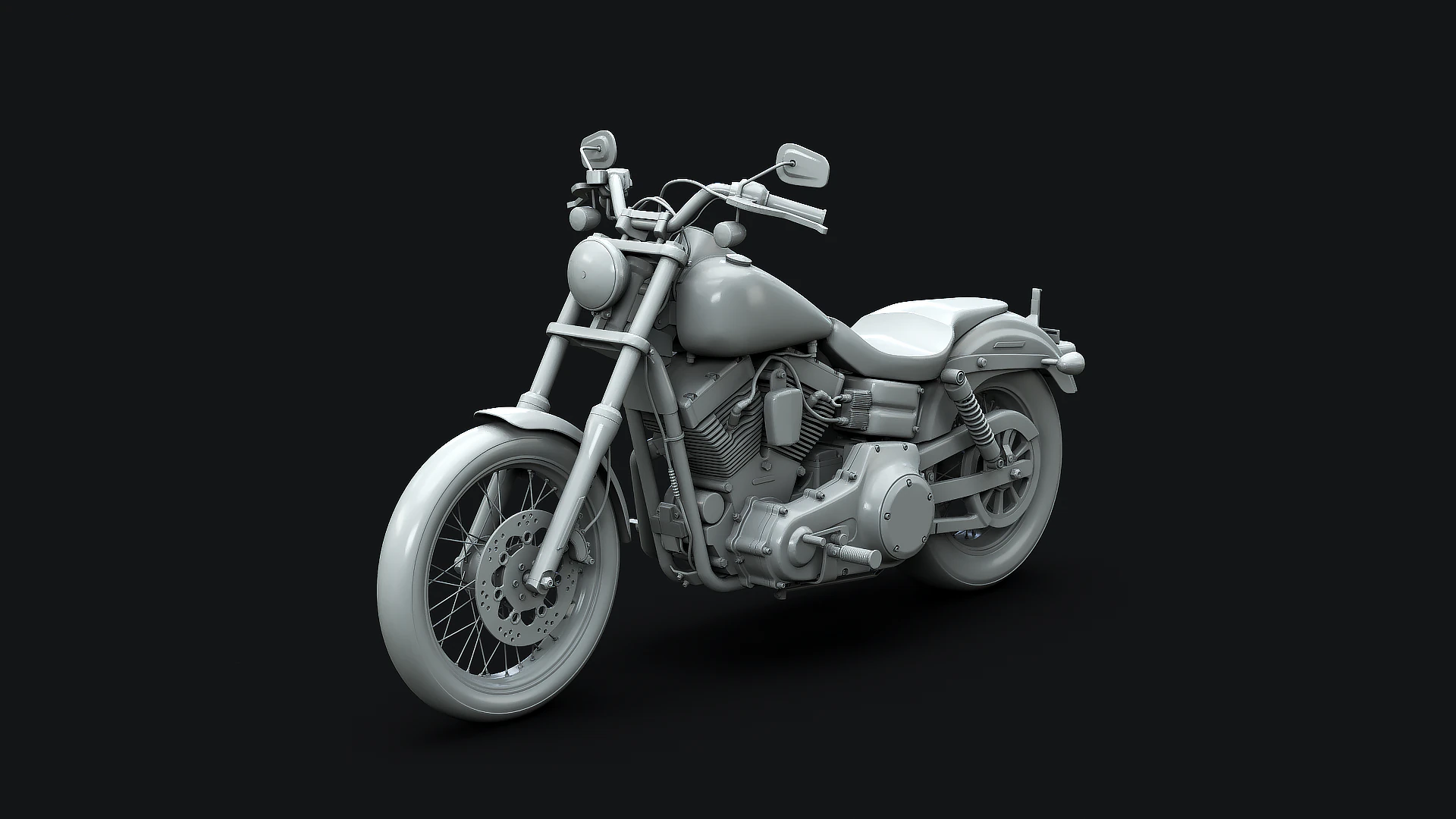 Harley-Davidson FXDC I Dyna Super Glide No Textures 3D Model .c4d .max .obj .3ds .fbx .stl .blend 