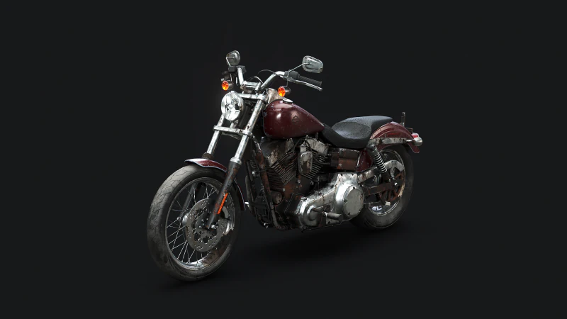 Harley-Davidson FXDC I Dyna Super Glide Custom envelhecida e enferrujada Modelo 3D .c4d .max .obj .3ds .fbx .stl .blend 