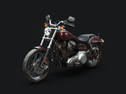 Harley-Davidson FXDC I Dyna Super Glide Custom зістарений та іржавий 3D Модель