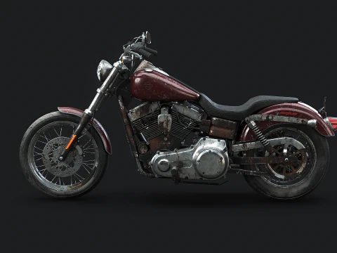 Harley-Davidson FXDC I Dyna Super Glide Custom envelhecida e enferrujada Modelo 3D