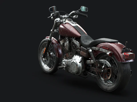 Harley-Davidson FXDC I Dyna Super Glide Custom envelhecida e enferrujada Modelo 3D