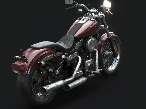 Harley-Davidson FXDC I Dyna Super Glide Custom envelhecida e enferrujada Modelo 3D