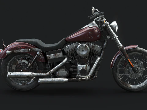 Harley-Davidson FXDC I Dyna Super Glide Custom envelhecida e enferrujada Modelo 3D