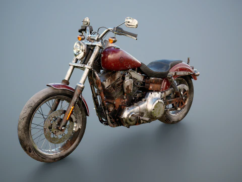 Harley-Davidson FXDC I Dyna Super Glide Custom envelhecida e enferrujada Modelo 3D