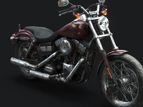Harley-Davidson FXDC I Dyna Super Glide Custom envelhecida e enferrujada Modelo 3D