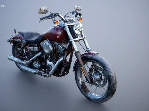 Harley-Davidson FXDC I Dyna Super Glide Custom envelhecida e enferrujada Modelo 3D