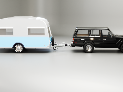 Toyota Land Cruiser J60 e roulotte da campeggio classica Modello 3D